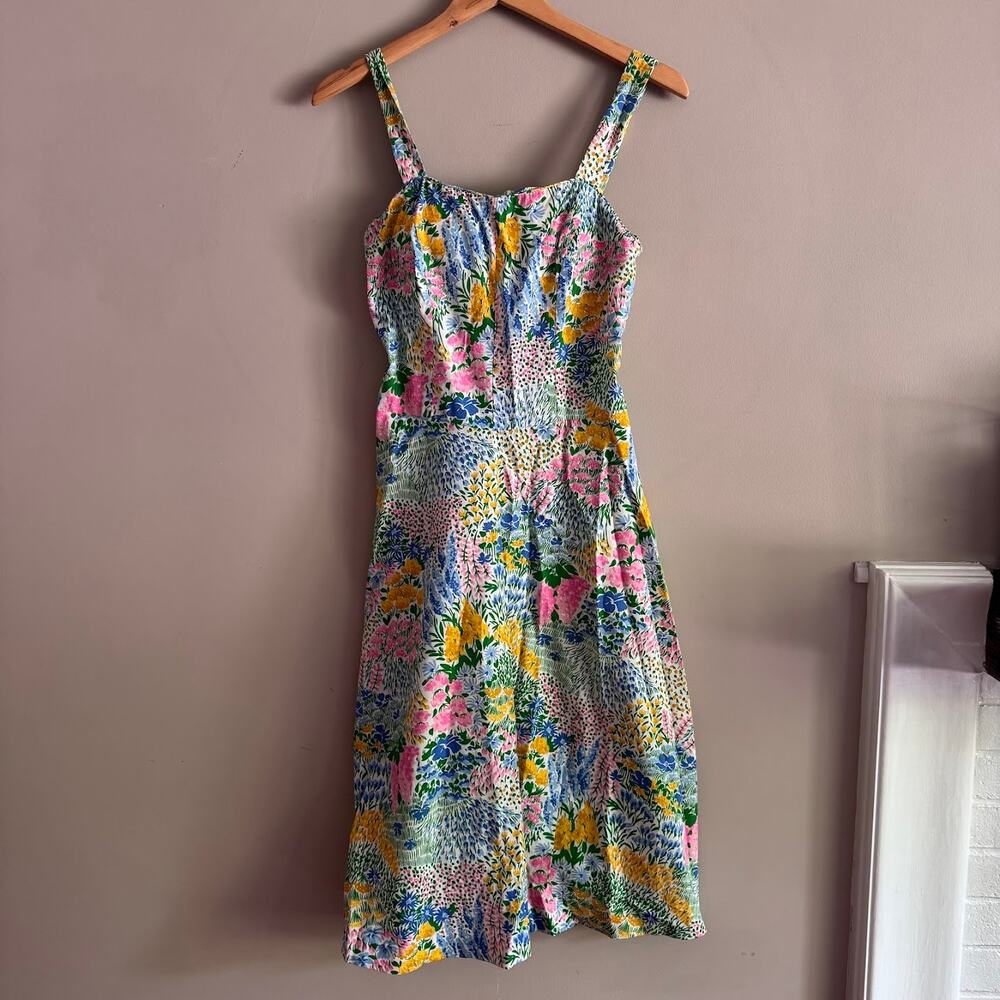 Vintage Dash-About Floral Tank Sun Dress 70s Built in Bra